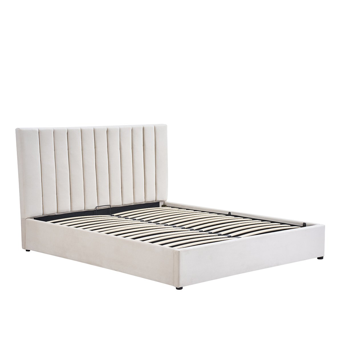 Lit coffre - Velours beige - GIULIA beige, MAISON AUBERTIN