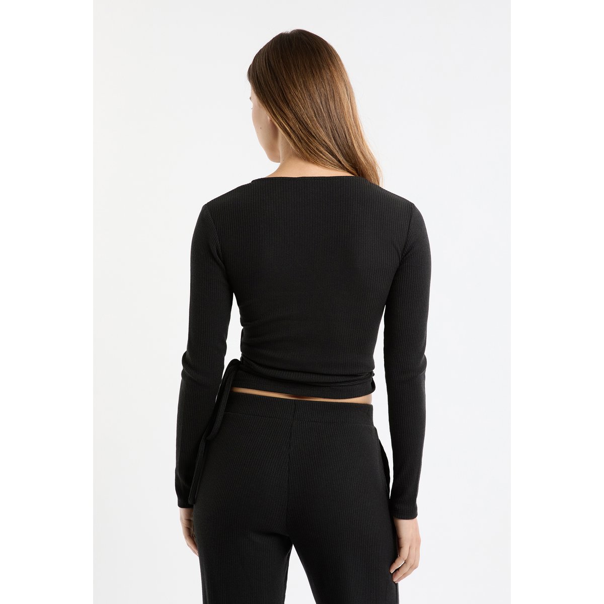 T-shirt de pyjama manches longues cache-coeur LIHAM noir, ETAM