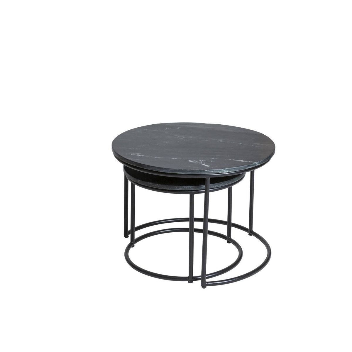 Table basse gigogne en marbre ronde JOE noir, MADE IN MEUBLES 