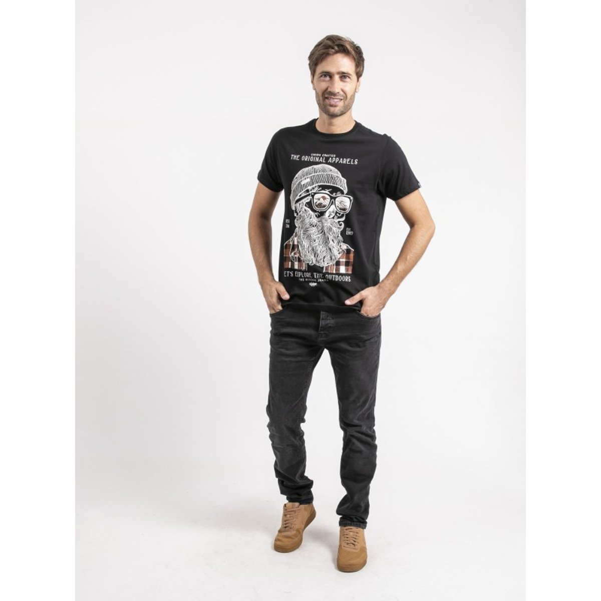 T-shirt Manches Courtes Pur Coton Jocolza noir, RITCHIE