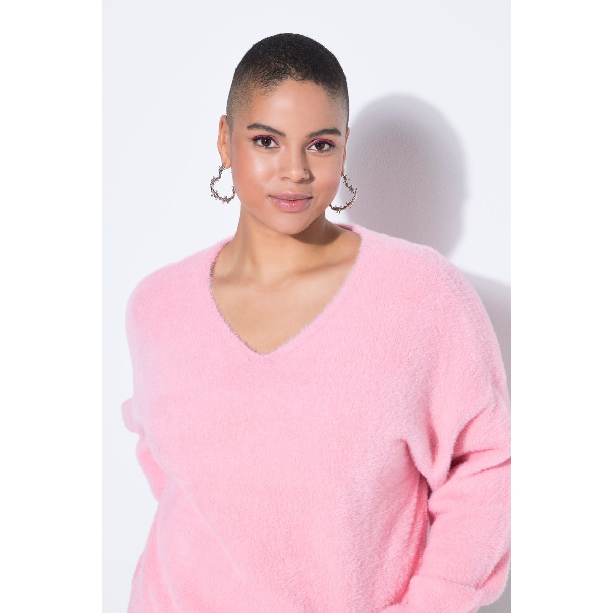 Pull coupe Boxy, maille bouclée rose mat, STUDIO UNTOLD