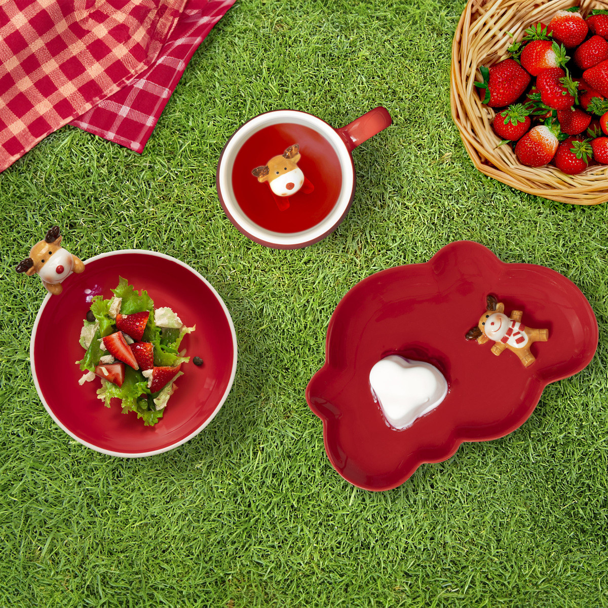 Lot de vaisselle 3 pièces pour enfant - MIAM rouge, MEDARD DE NOBLAT