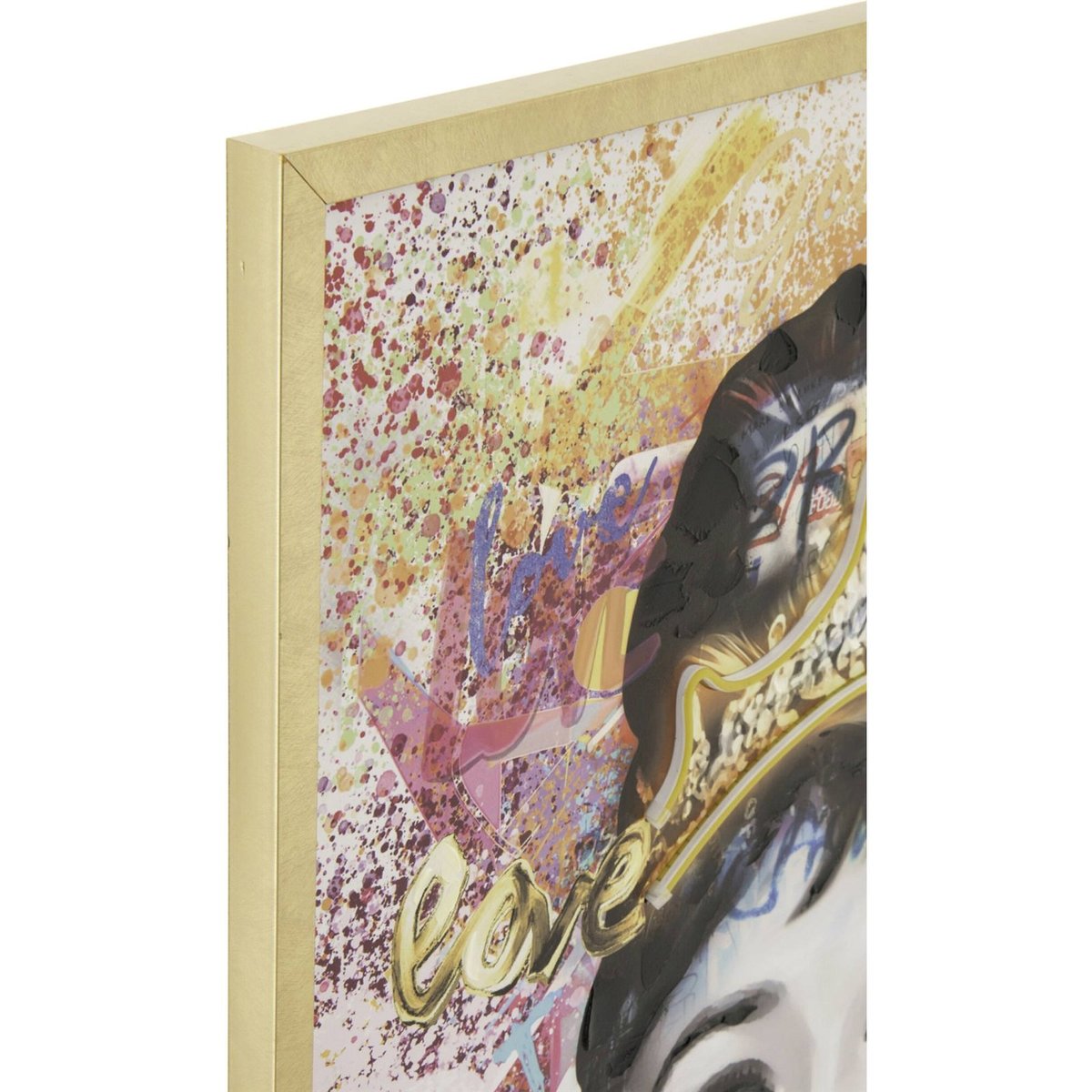 Tableau lumineux LED rectangulaire toile multicolore avec détails dorés, RECOLLECTION