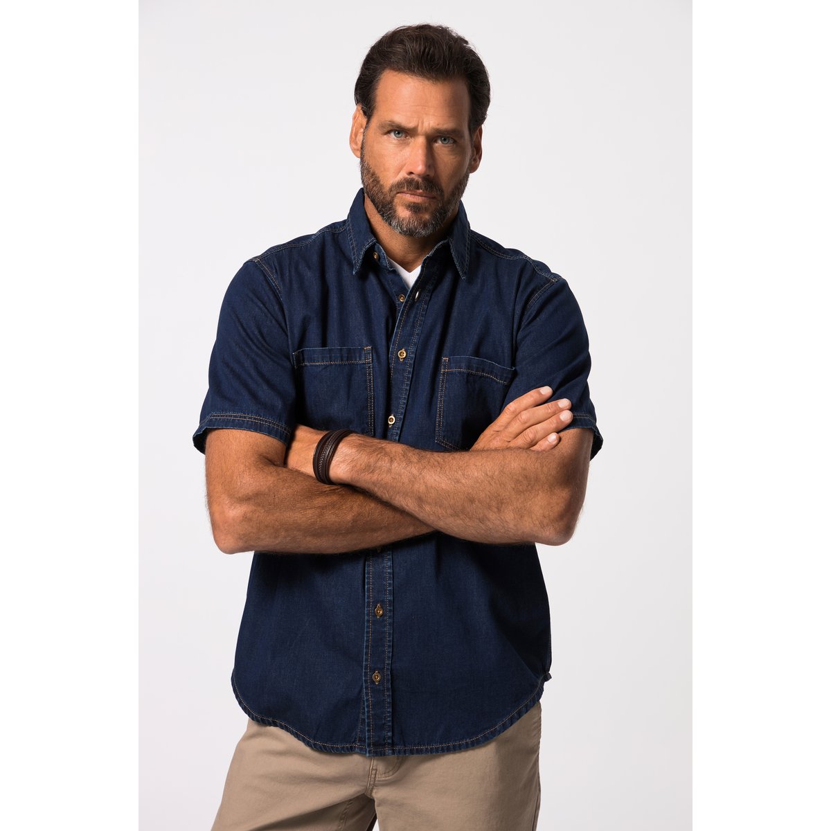 Chemise en jean, coupe Modern Fit jean bleu foncé, JP1880