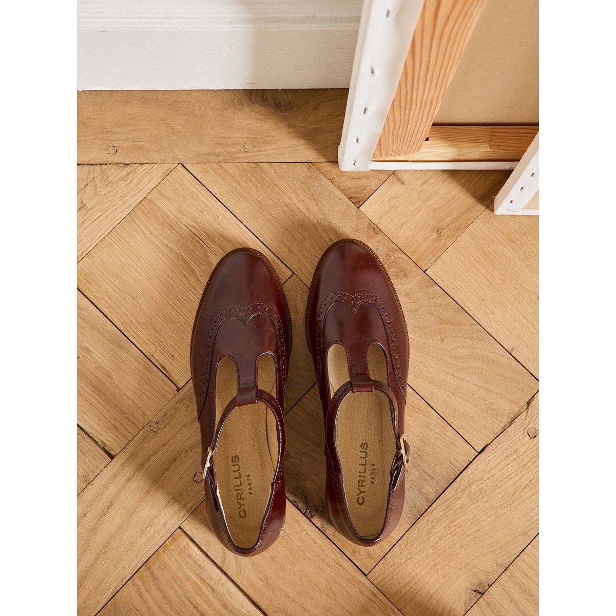 Sandales salomé bout fleuri cuir chocolat, CYRILLUS