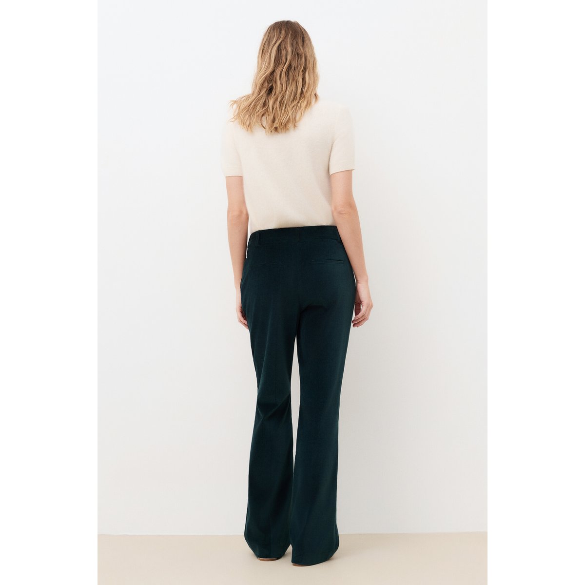 Pantalon droit en velours PMAEL vert canard, CAROLL