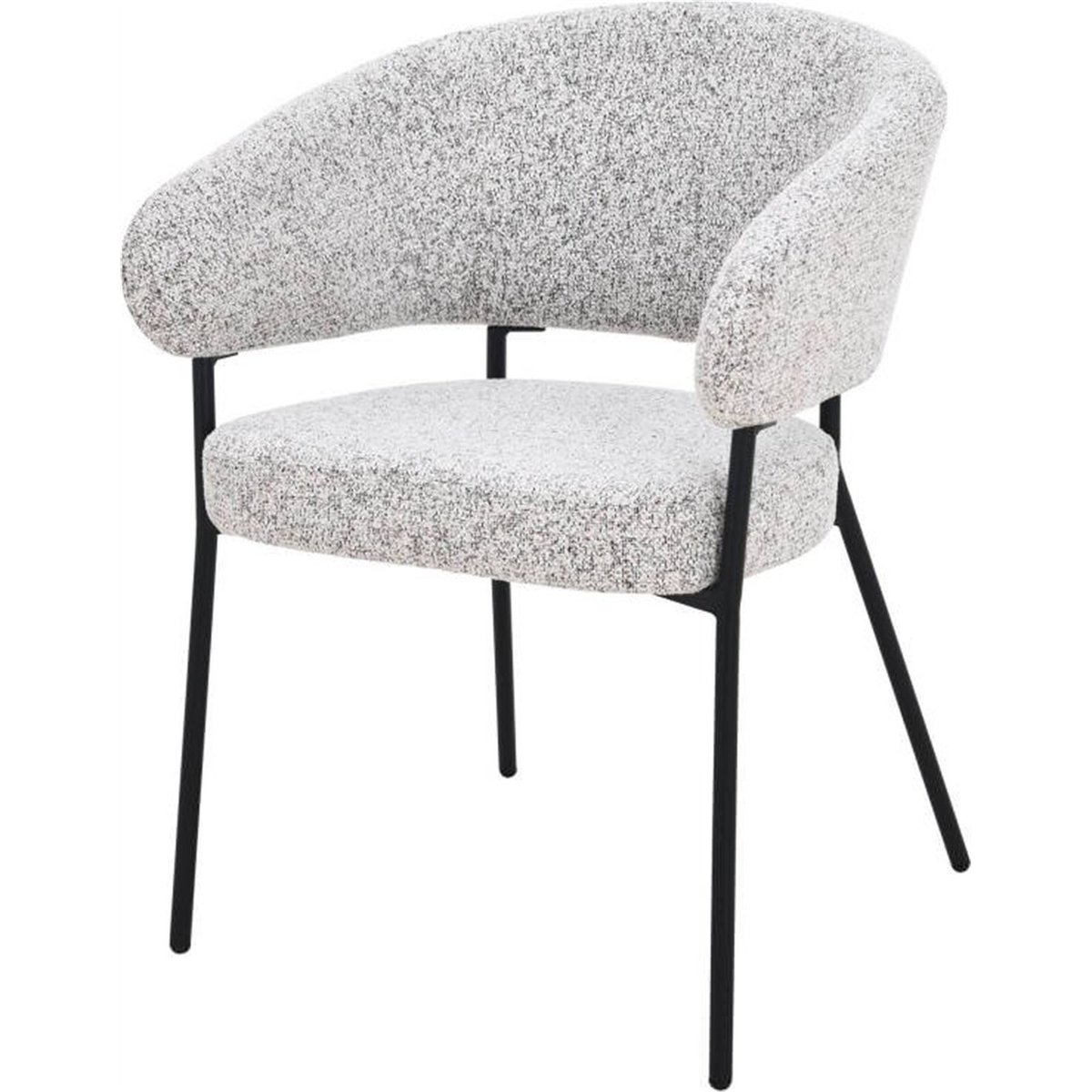 Chaise rembourrée en tissu, Fait main beige chiné avec accents blanc et noir, RECOLLECTION