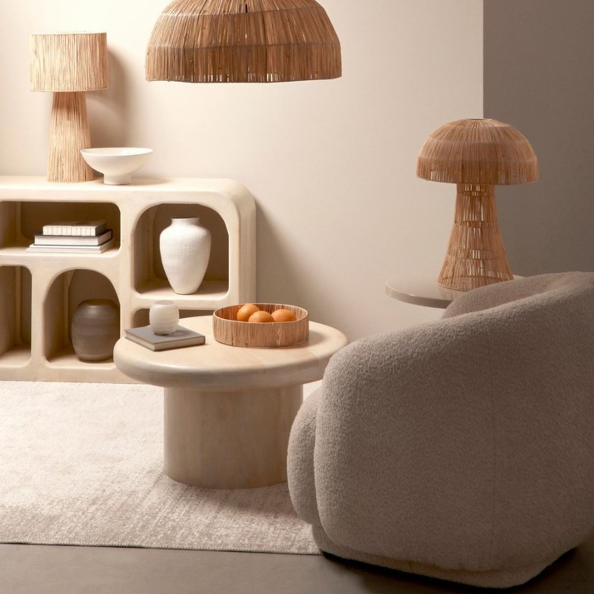 Fauteuil 1 place en tissu bouclette beige - ELLA beige, HELLIN, DEPUIS 1862
