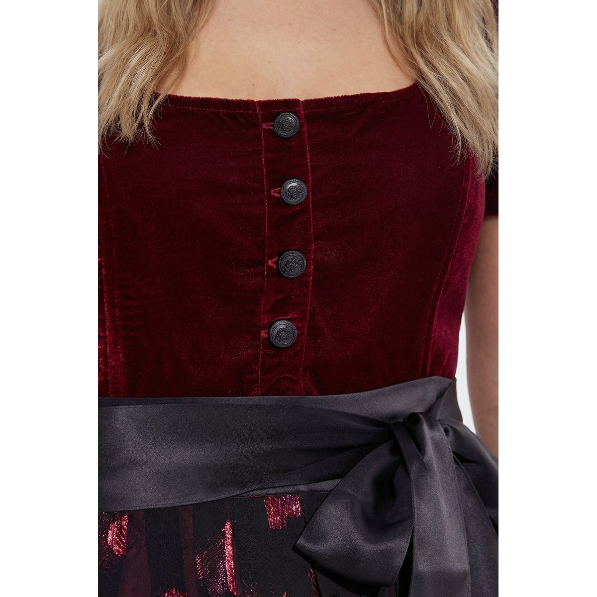 Dirndl, velours, encolure carrée rouge vin, ULLA POPKEN