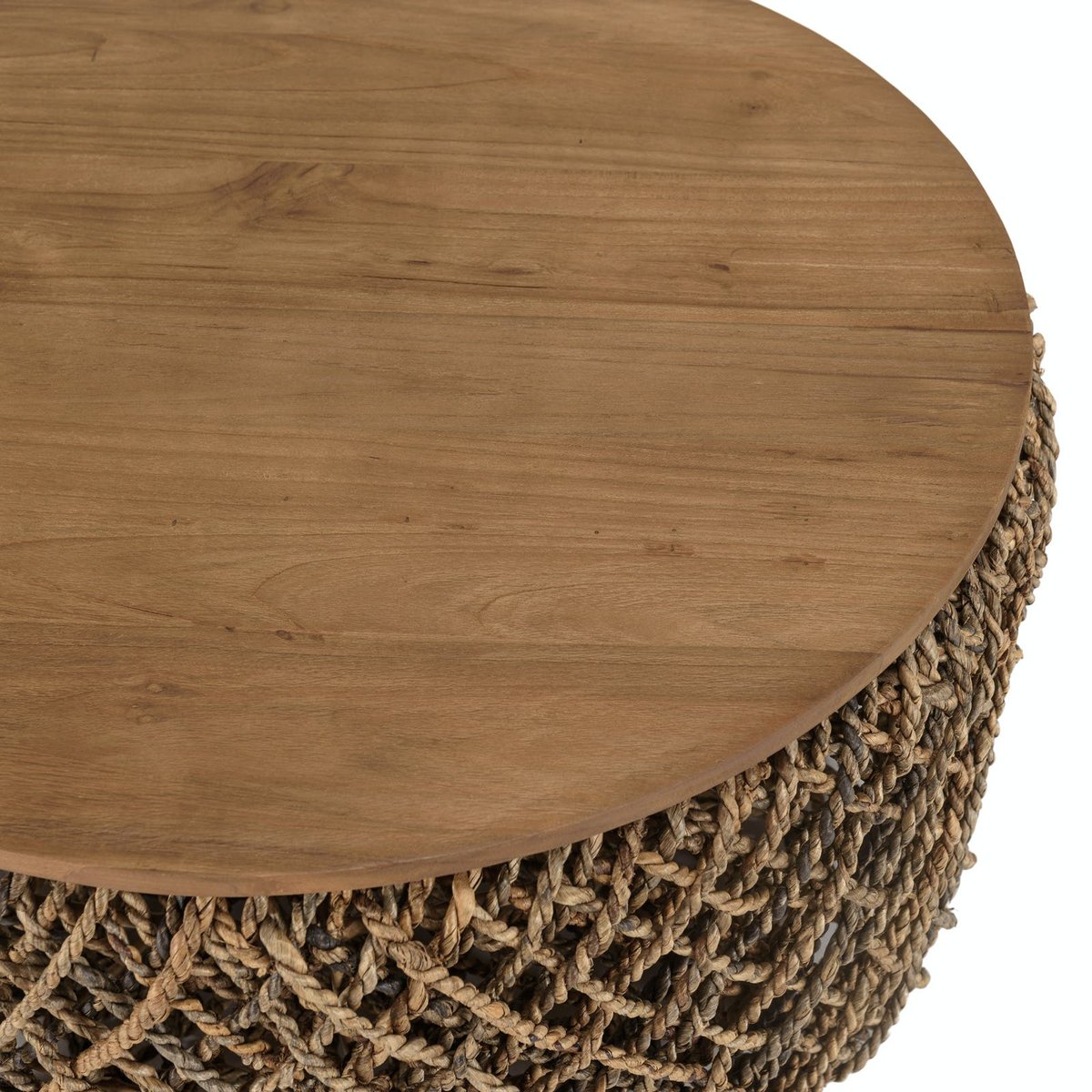 Table basse ronde 70 cm fibre tressée et bois SWING bois naturel, PIER IMPORT