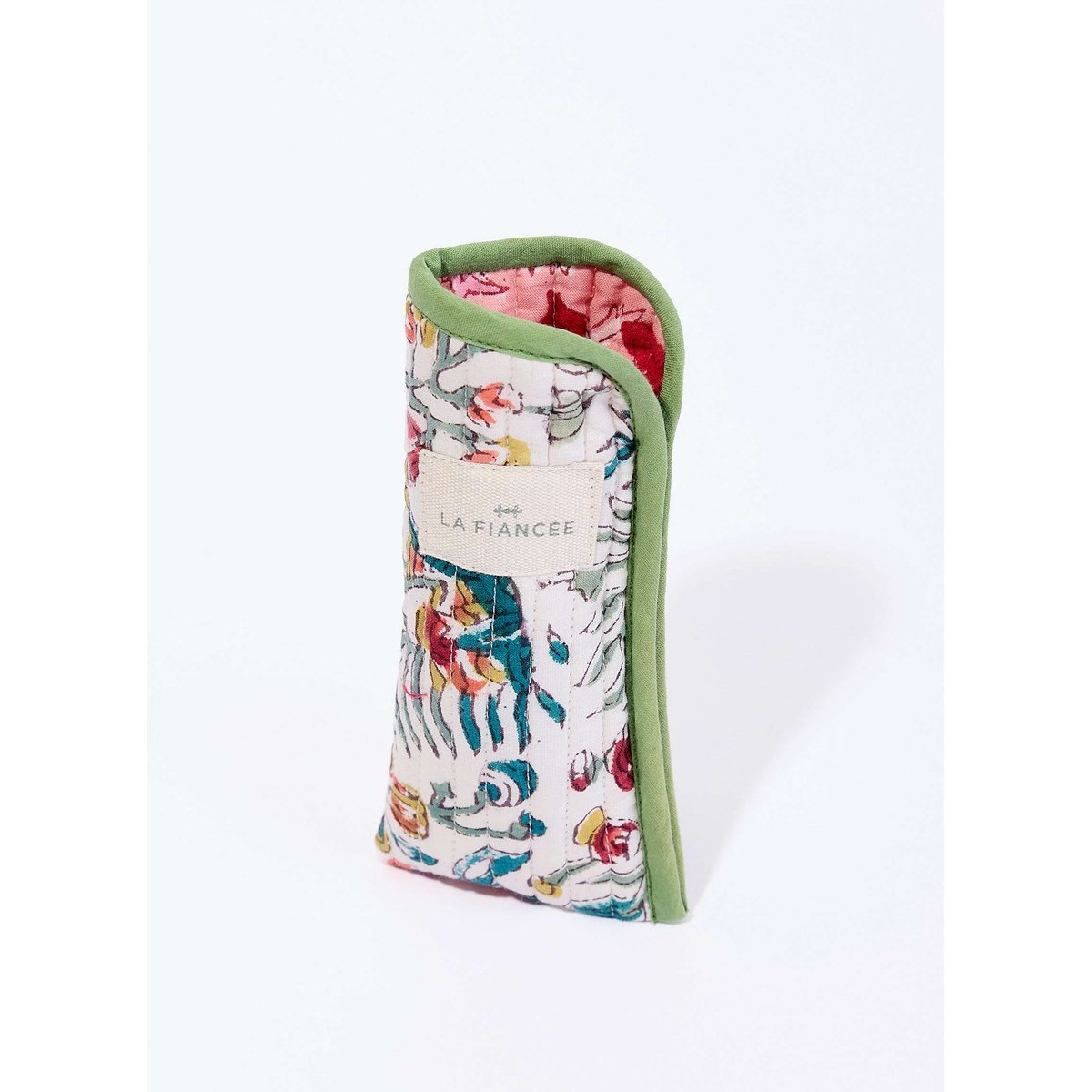Pochette lunettes matelassée imprimée coton MIKEL ecru madina, LA FIANCÉE