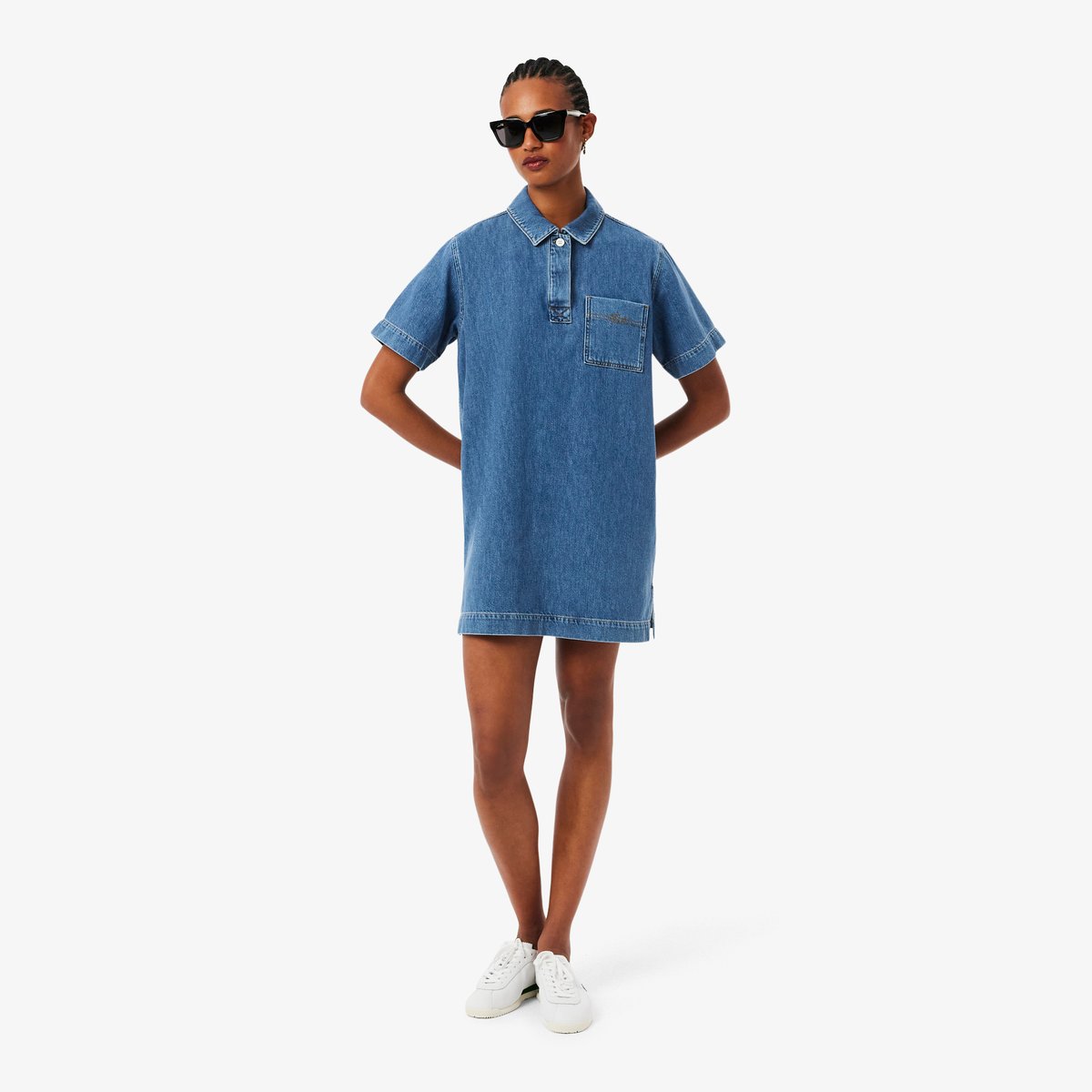 Robe polo oversize denim bleu-36l, LACOSTE