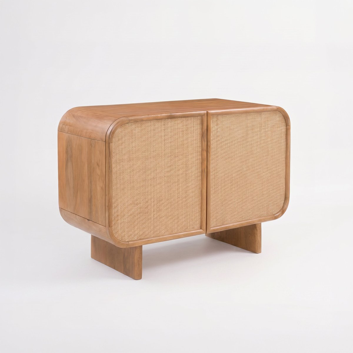 Petit buffet en bois de manguier et cannage - EZIO marron foncé, MAISON PAVANE