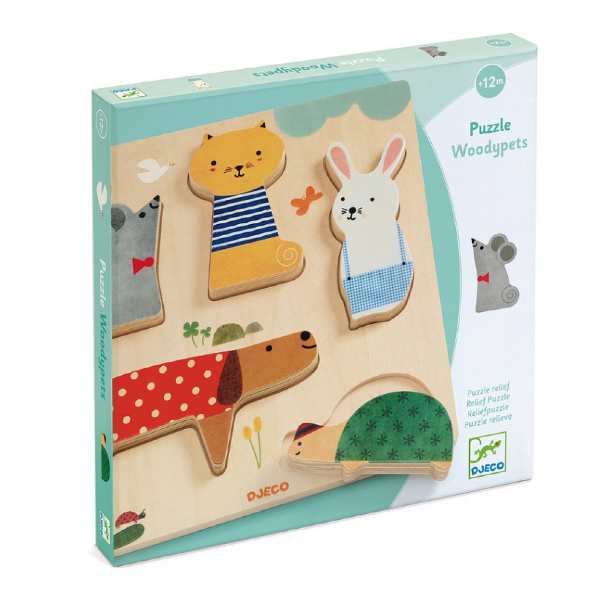 Puzzle relief Woodypets multicolore, DJECO