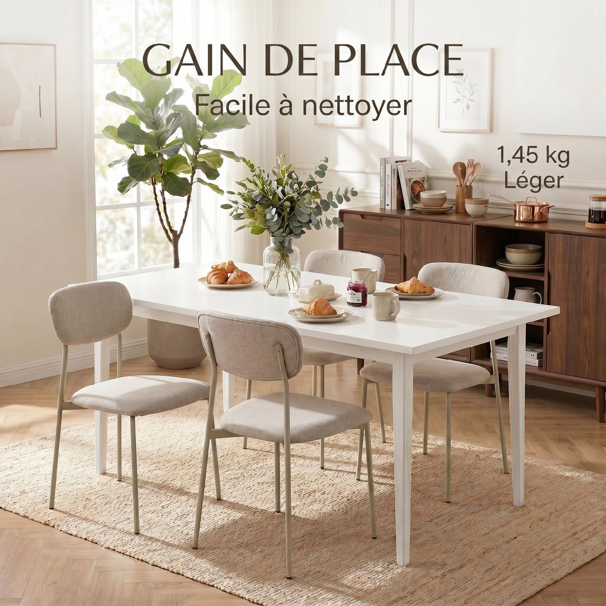 Chaise de salle à manger Tissu effet lin (100 marron clair, HOMCOM