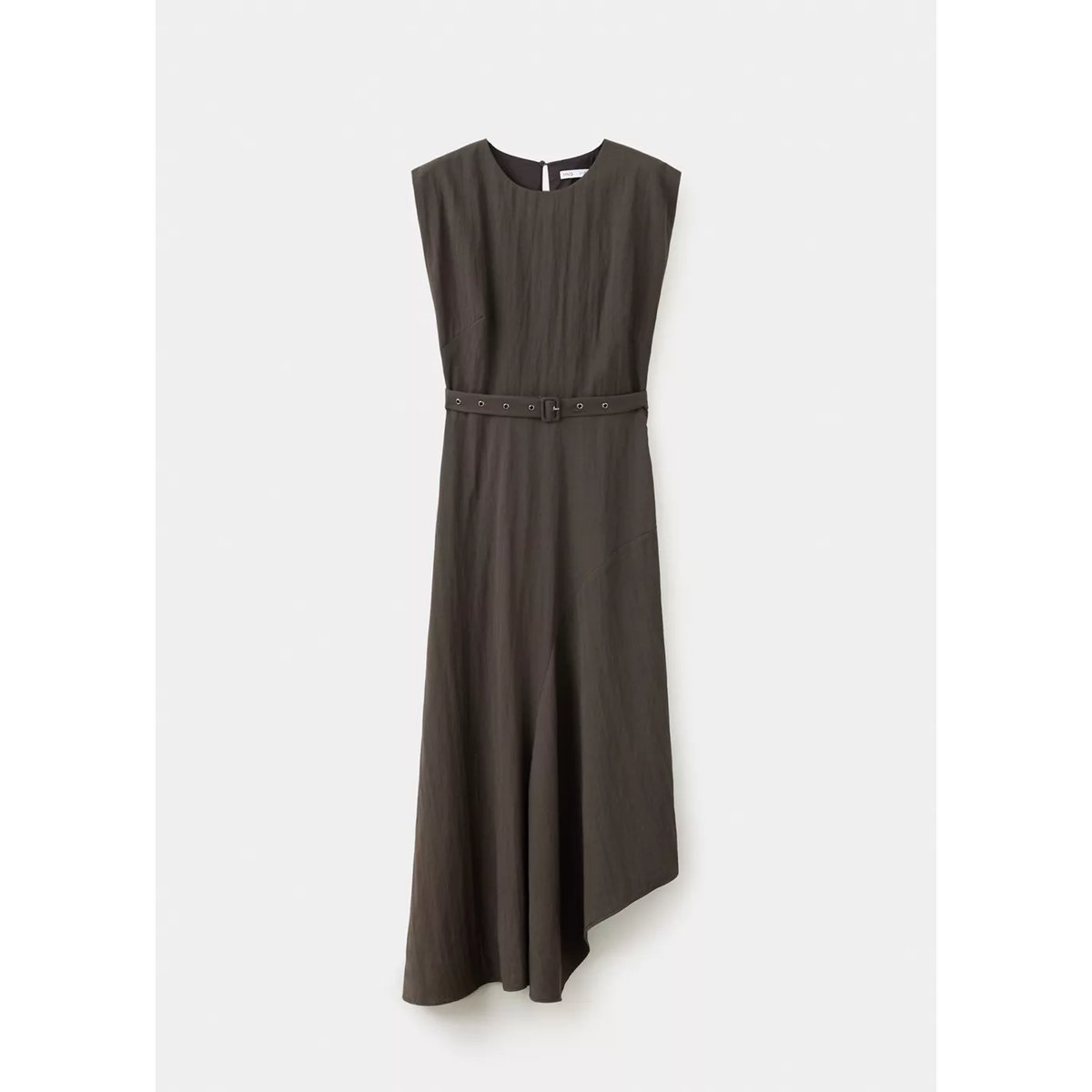 Robe asymétrique ceinture marron, MANGO