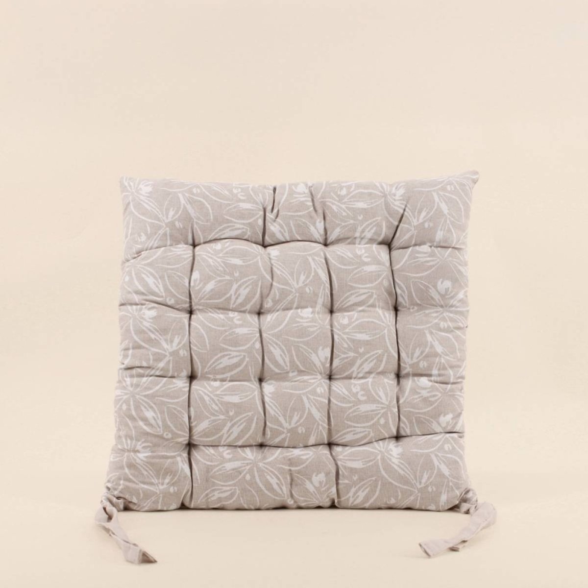 Lot de 4 galettes de chaise en coton à motifs beige, ORNAMI