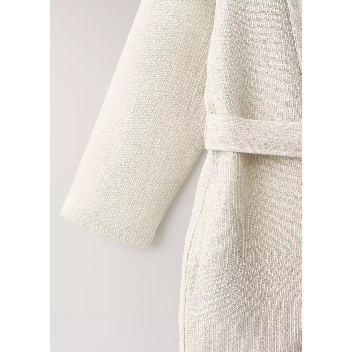 Peignoir en coton et lin à mini tissage gaufré sable, MANGO HOME