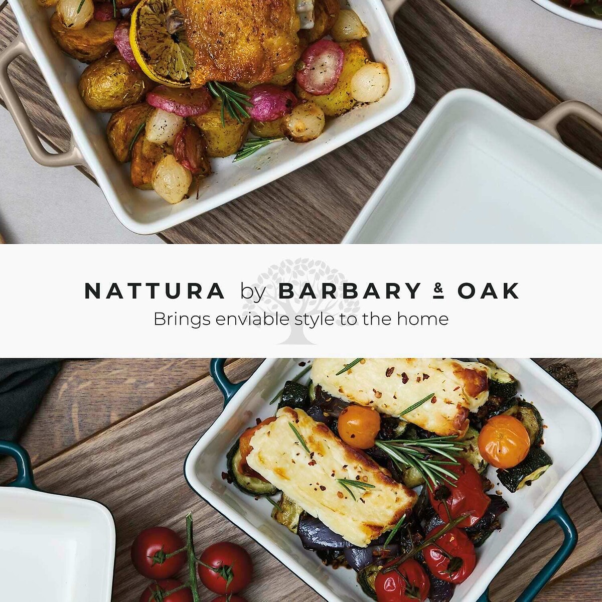 20cm Nattura Square Baking Dish taupe, BARBARY & OAK