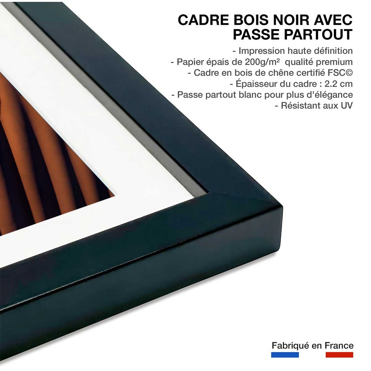 Affiche L'arbre sur la dune, Namibie affiche + cadre en bois - noir, HEXOA