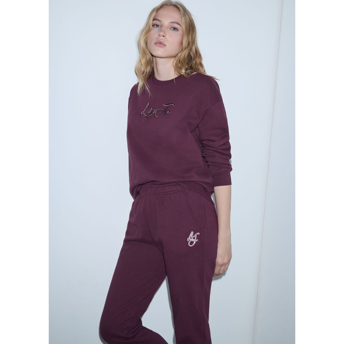 Sweat-shirt avec ornements bijoux aubergine, LIU JO