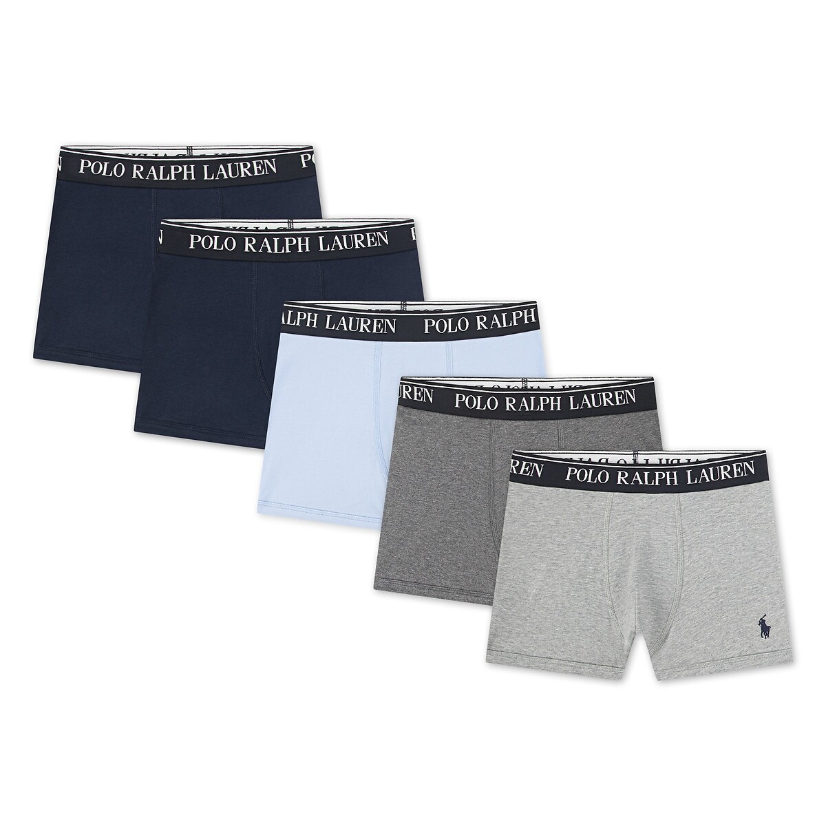 Lot de 5 boxers junior bleu + noir + gris, POLO RALPH LAUREN