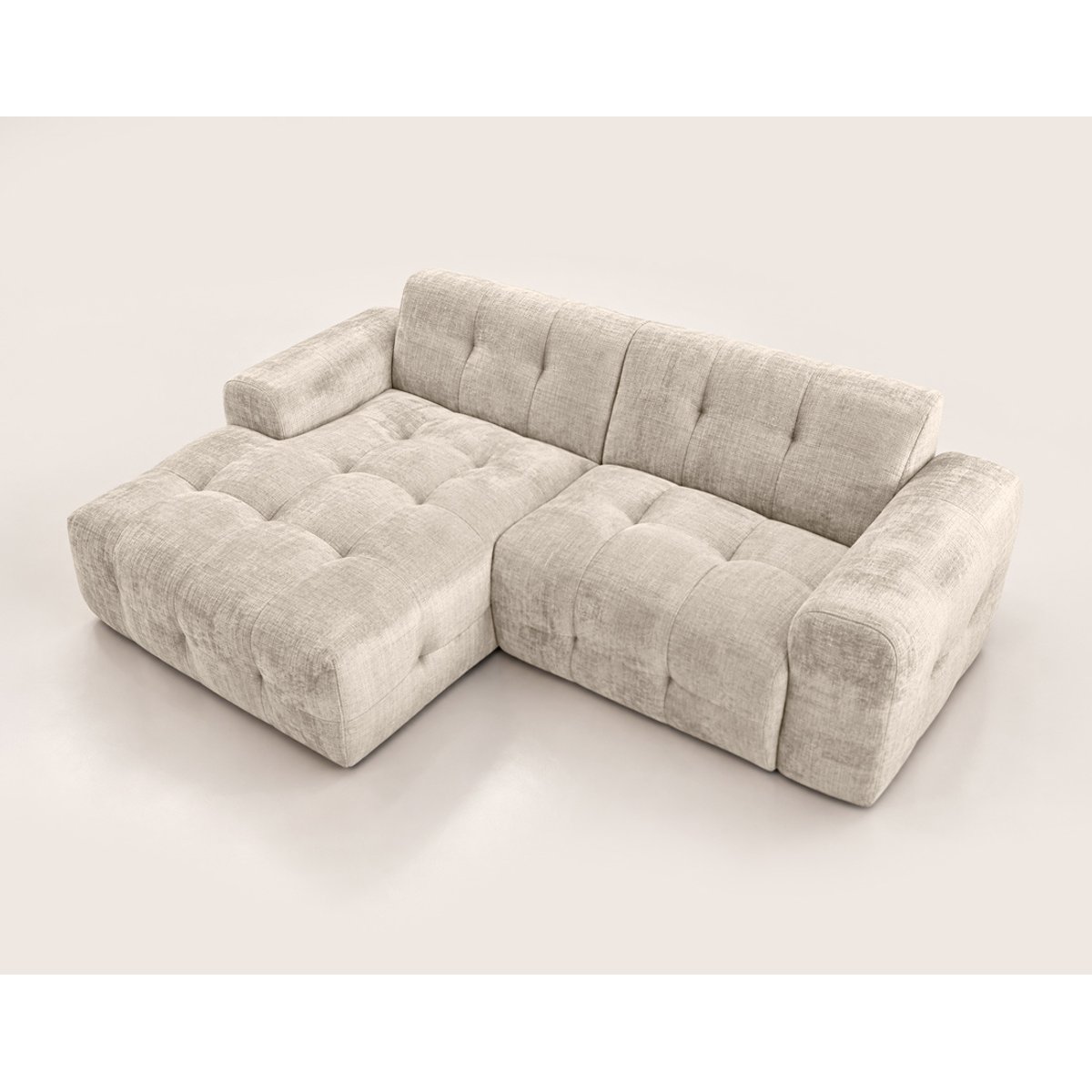 Canapé d'angle gauche en velours texturé, DIANE beige, BEST MOBILIER