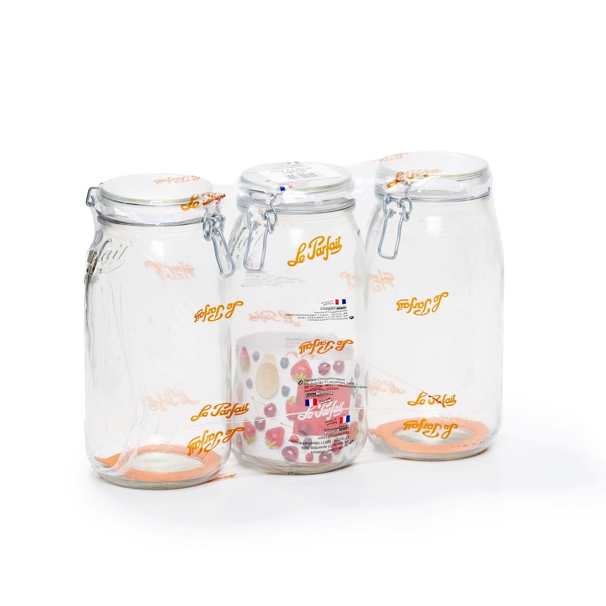Lot de 3 bocaux en verre 3l, LE PARFAIT transparent, LE PARFAIT