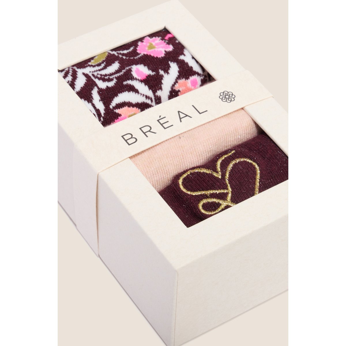 Coffret lot de 3 paires de chaussettes rose, BREAL