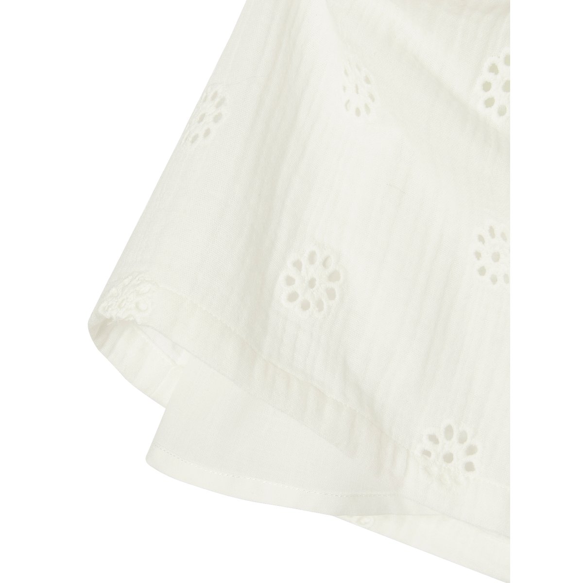 Blouse en gaze de coton brodée blanc, VERTBAUDET