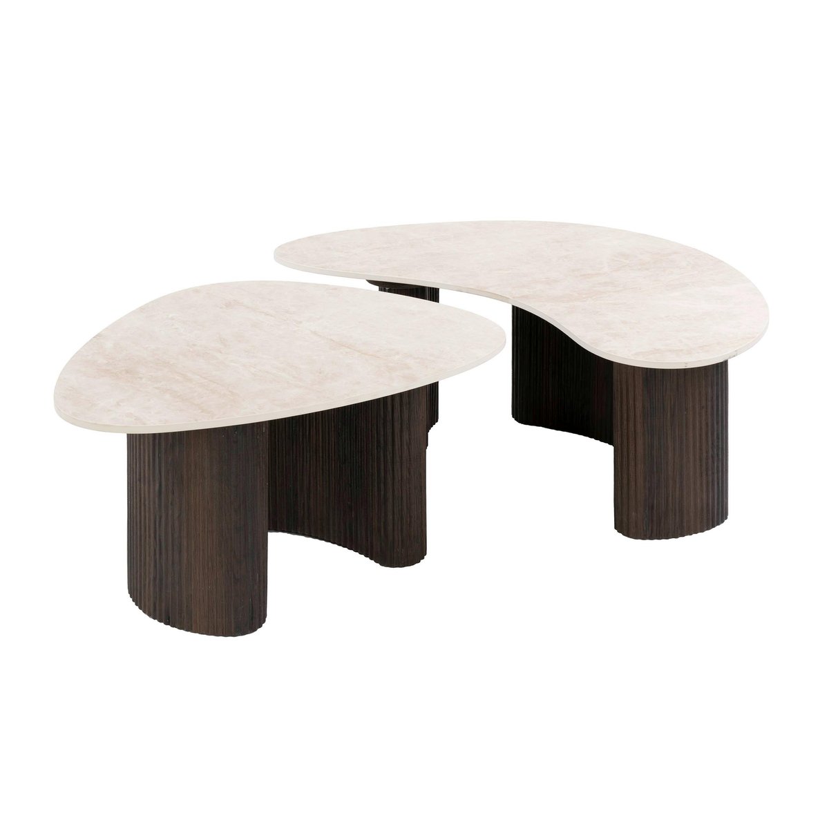 Table basse céramique 3D design organique (x2) MAHAL beige, PIER IMPORT