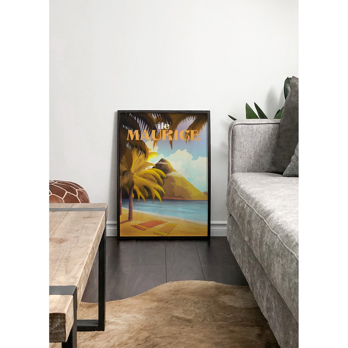 Affiche Île Maurice blanc, L'AFFICHERIE