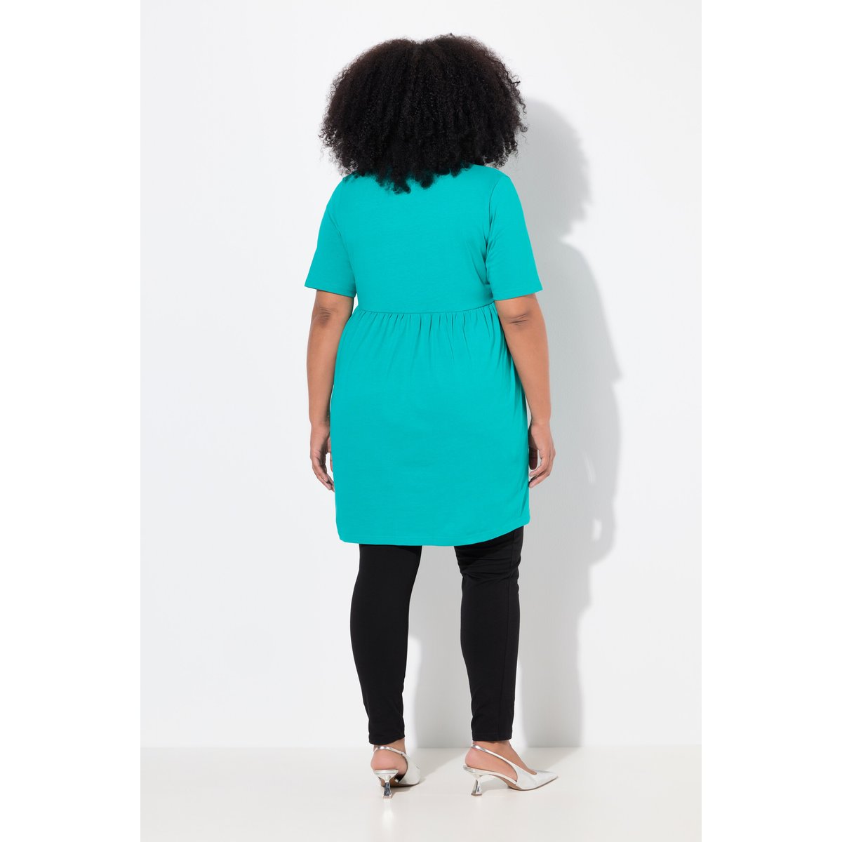 T-shirt long coupe évasée, couture empire menthe foncée, ULLA POPKEN