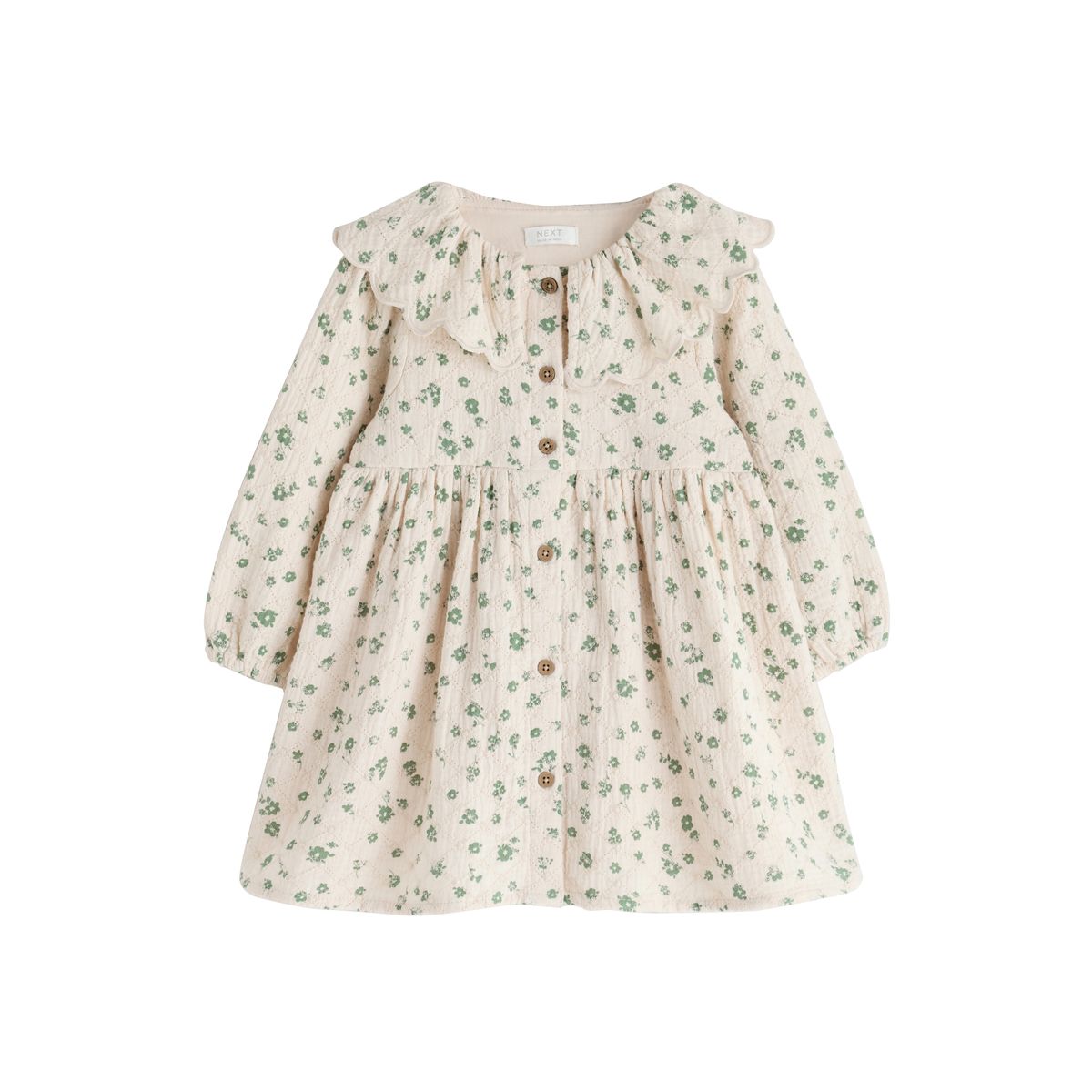 Robe à col et manches longues écru à petites fleurs, NEXT