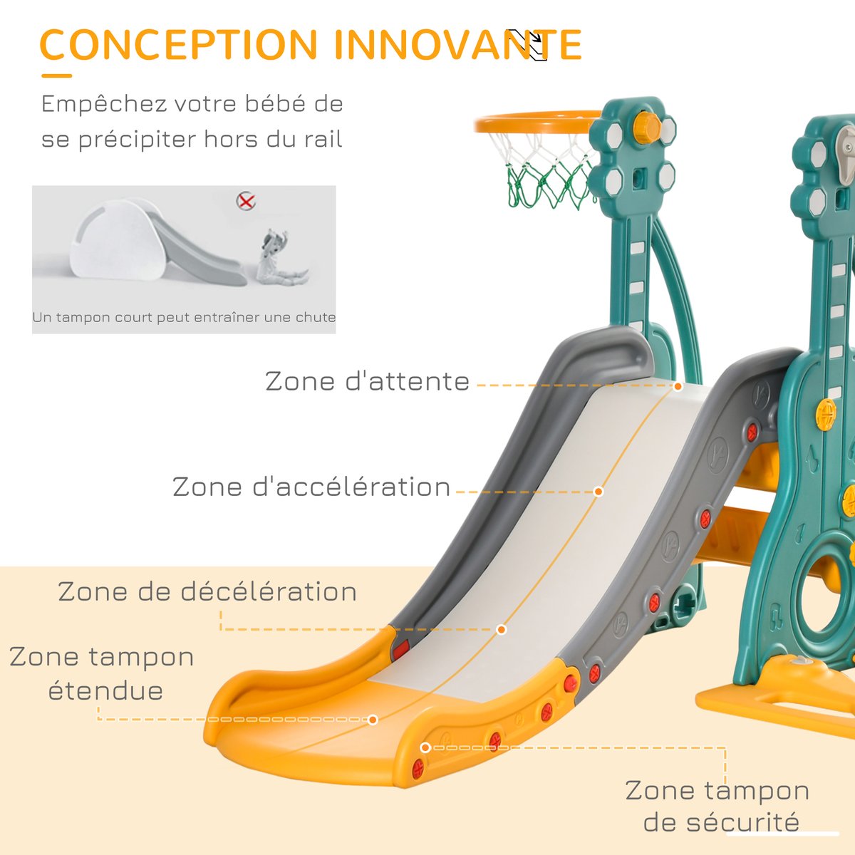 Combinaison balançoire-toboggan pour enfants bleu, HOMCOM