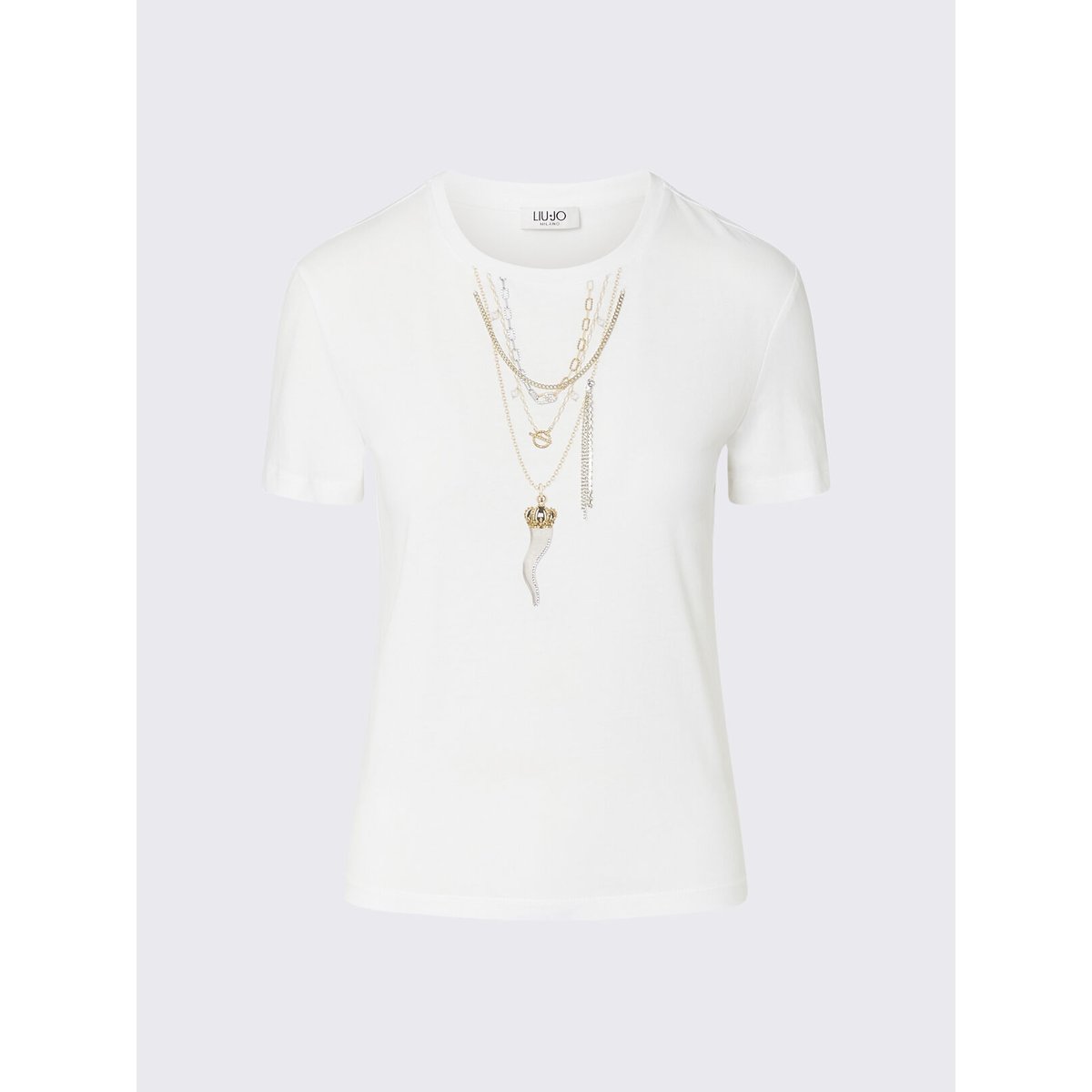 T-shirt imprimé blanc et chaîne, LIU JO