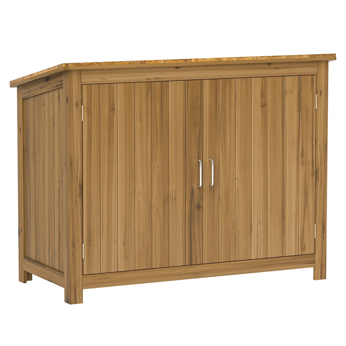 Coffre de rangement d'extérieur Bois de sapin marron, OUTSUNNY
