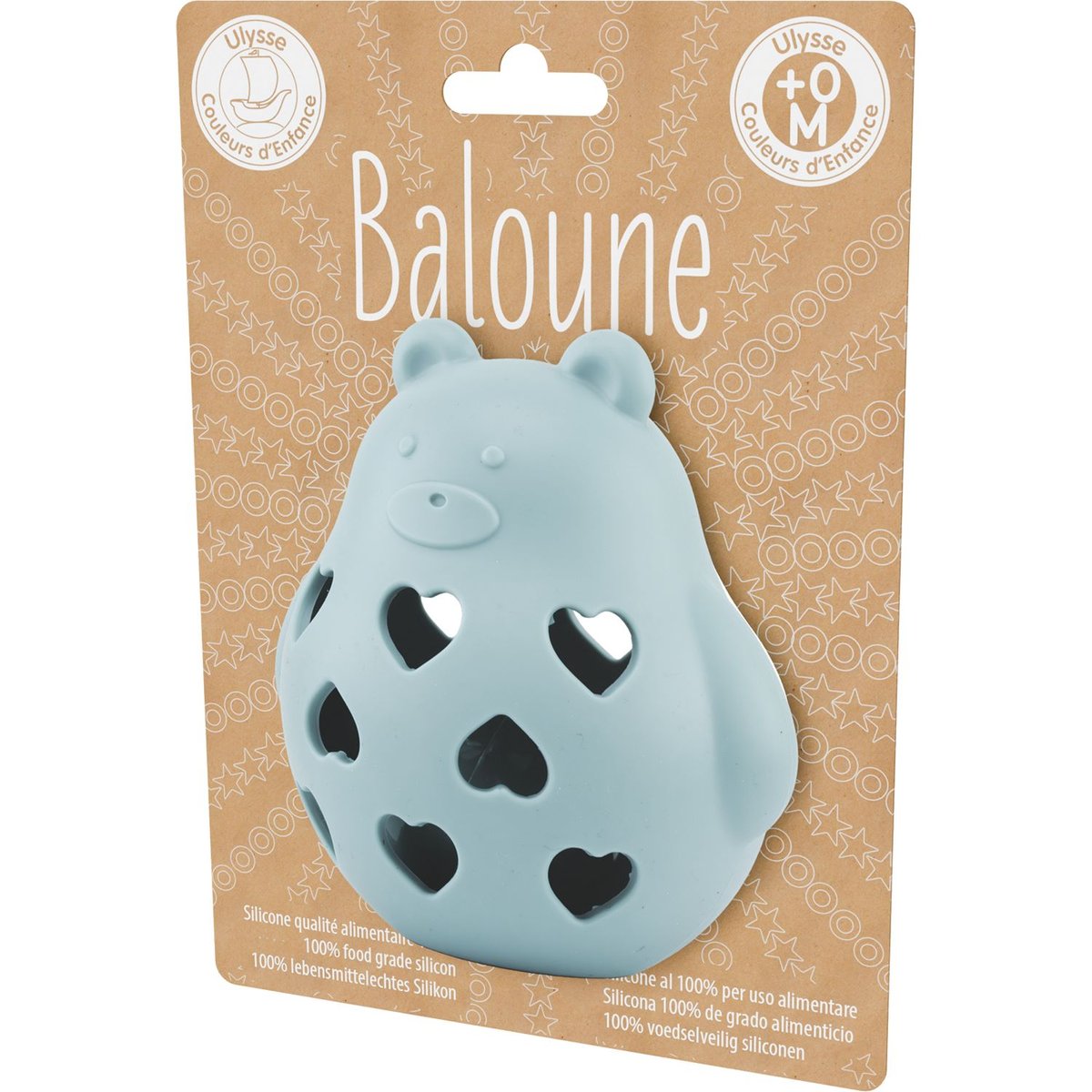 Hochet ourson en silicone BALOUNE bleu, ULYSSE