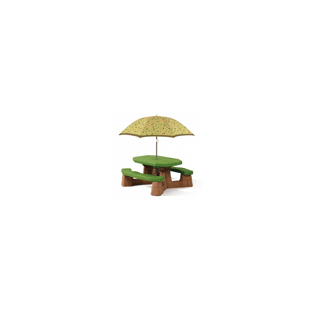 Table picnic Naturally Playful avec parasol- socle brun couleur unique, STEP2
