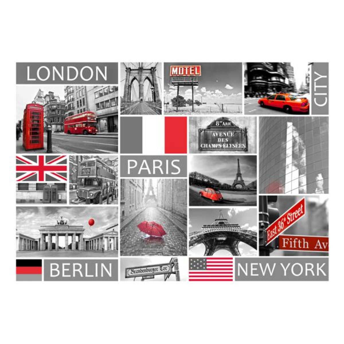 Papier peint intissé panoramique Street art London, Paris, Berlin, New York noir, EDEN