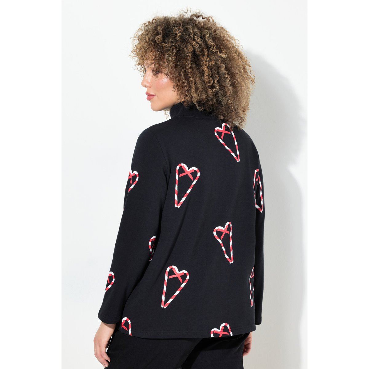 Sweat-shirt classique à col montant noir, ULLA POPKEN
