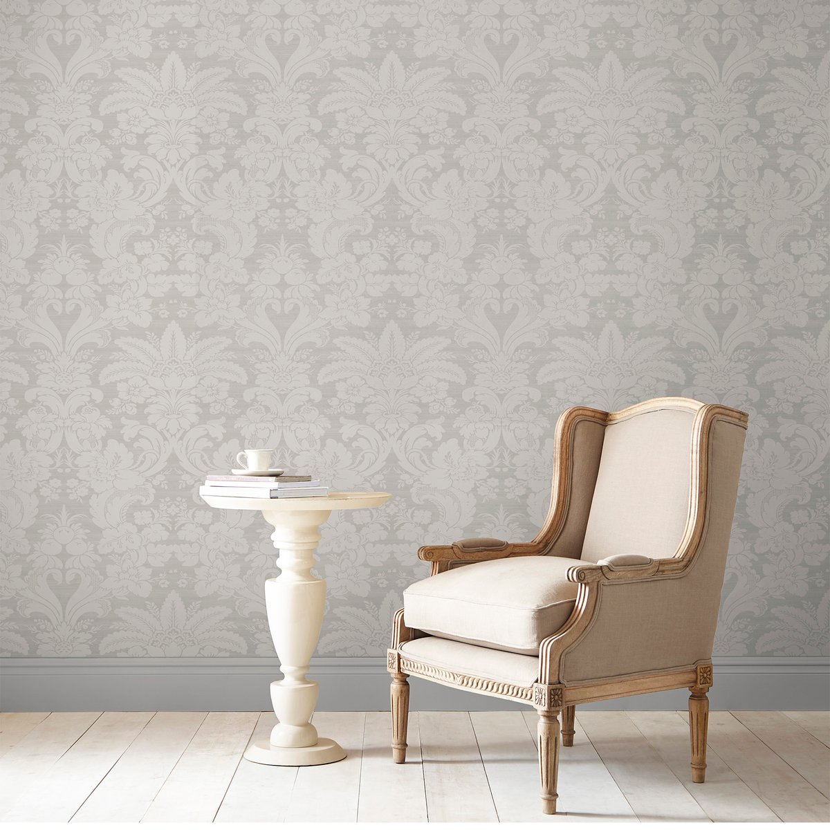 Papier peint Ornements Martigues Moonbeam gris, LAURA ASHLEY