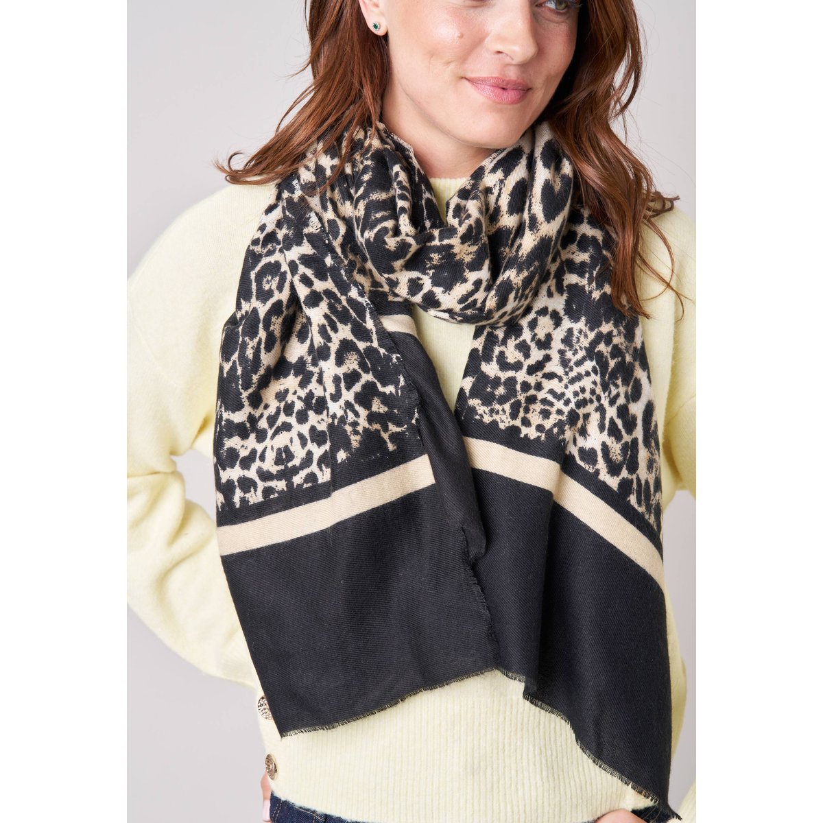 Foulard femme imprimé animalier MINIA black, DEELUXE