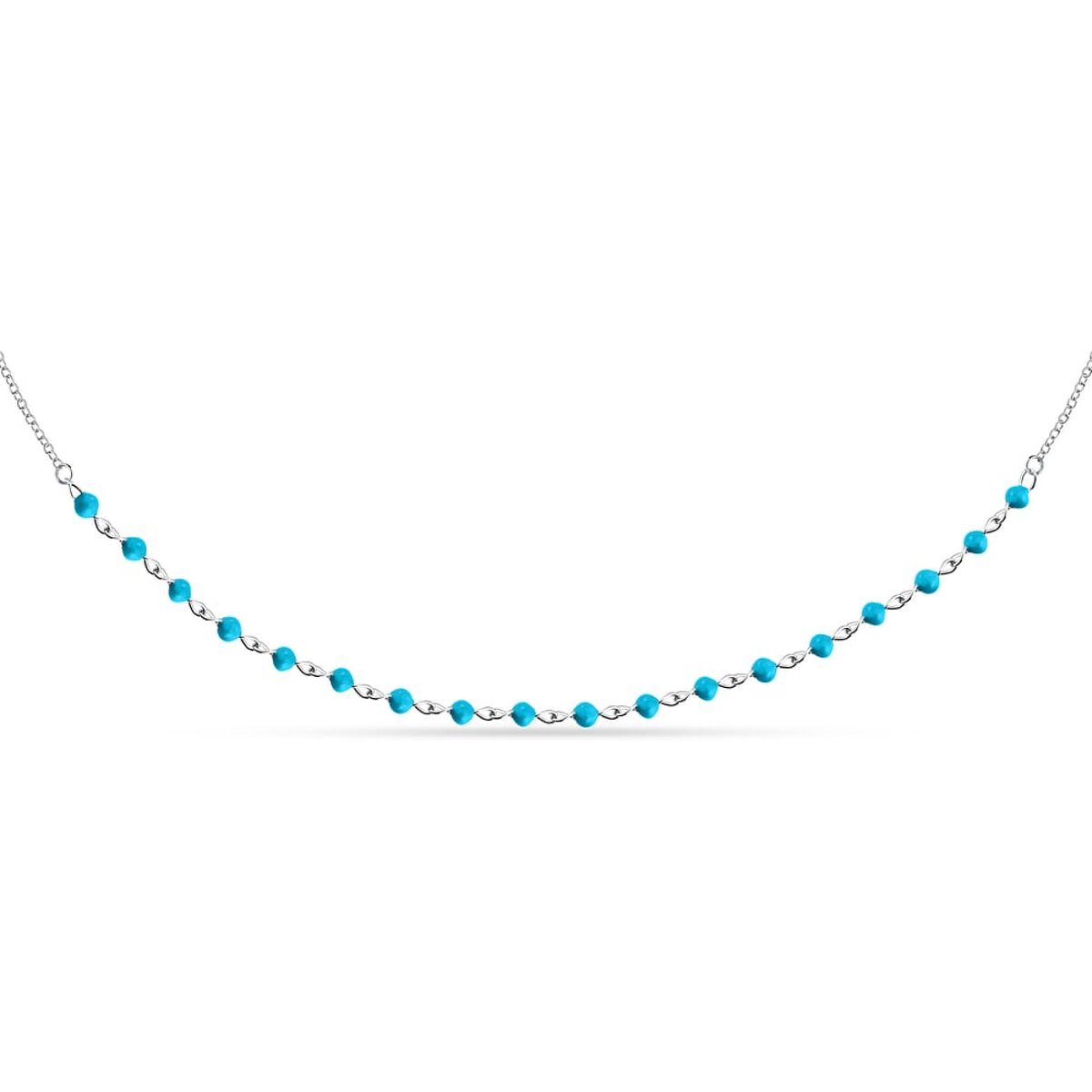 Collier en acier, cristaux, SILVER argent, bleu, LA PETITE STORY
