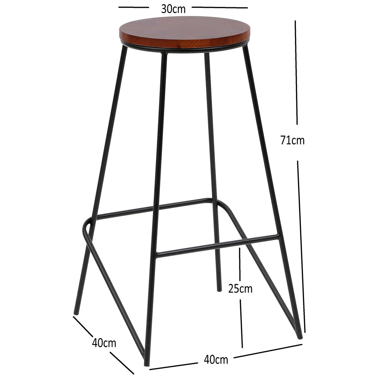 Lot de 4 tabourets de bar en frêne, OXFORD marron, NORDLYS