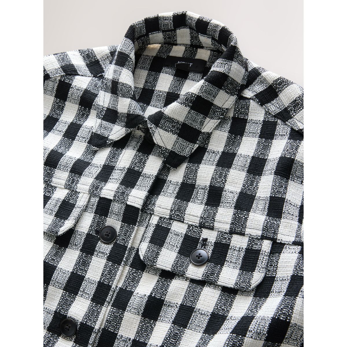 Veste-chemise bouclée bleu marine/blanc vichy, NEXT