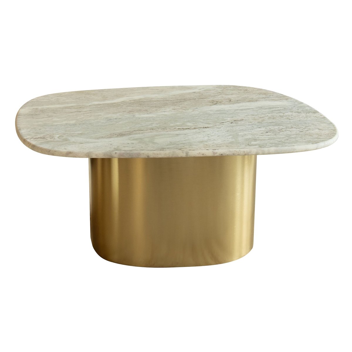 Table basse en marbre et pied en métal doré, FEDJE gris-or, NOW'S HOME