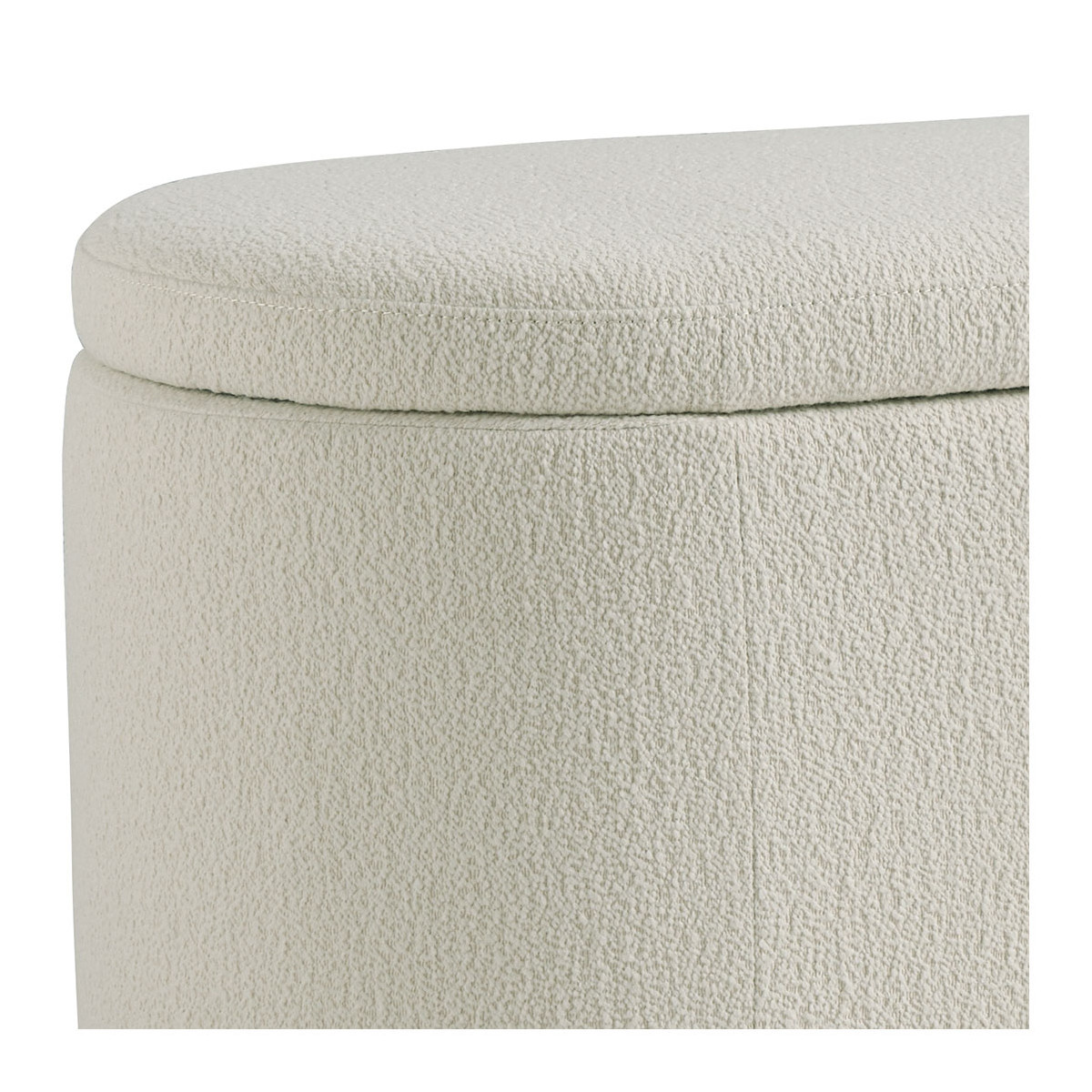 Banc coffre tissu bouclette 120x45x45 crème, BLANC D’IVOIRE