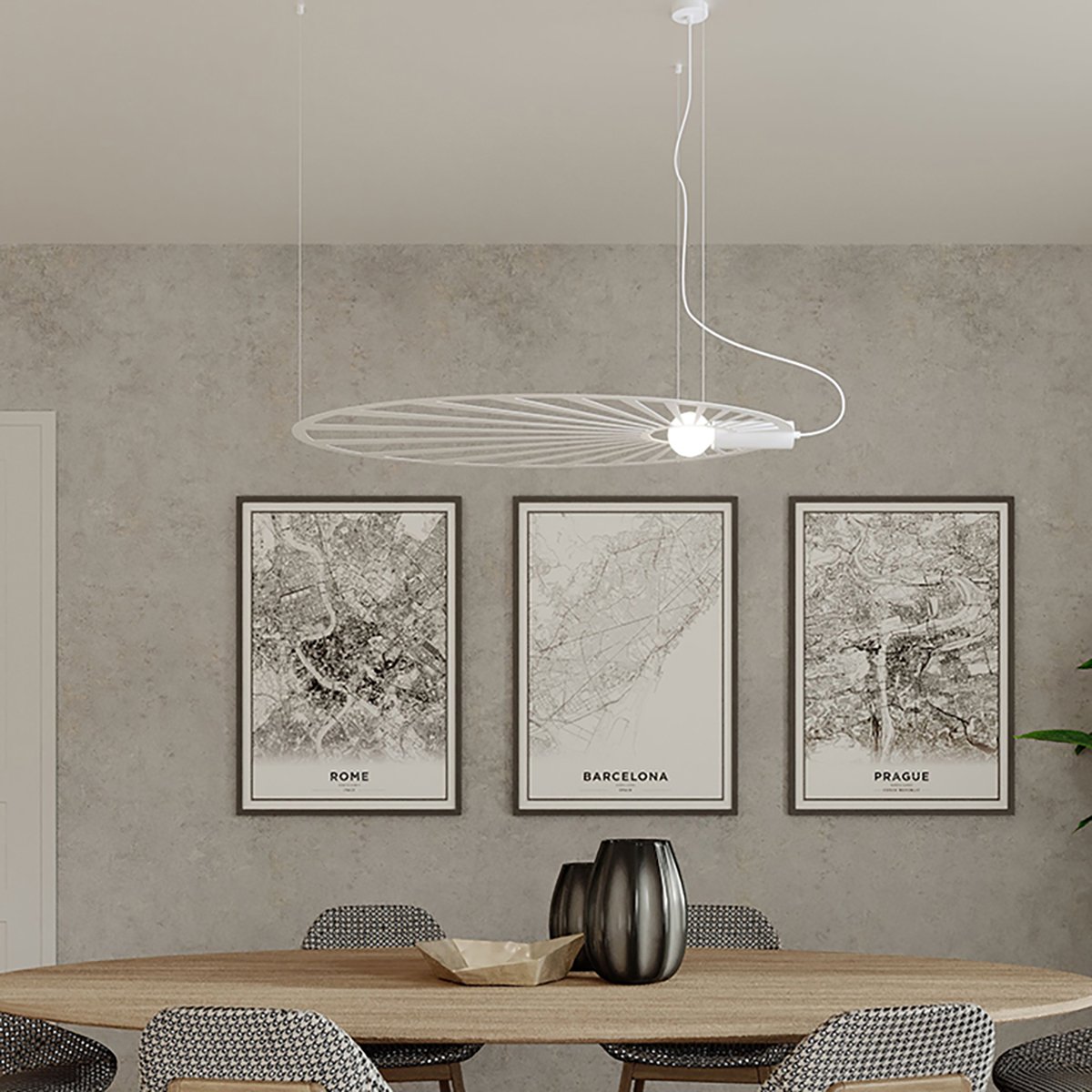 Suspension Acier Blanc E27 1 Lehdet blanc, EDEN