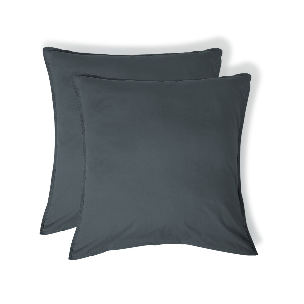 Taie d'oreiller (x2) coton lavé LUNA bleu orage, FEBRONIE